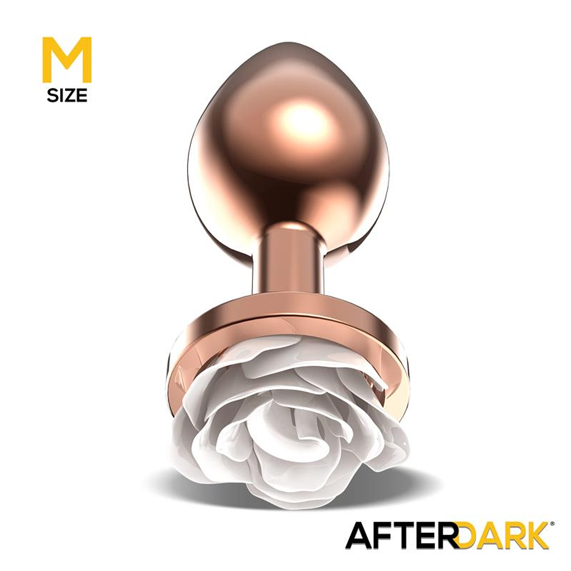 Rosegold Metal Anal Plug with White Rose Base - Size M 2