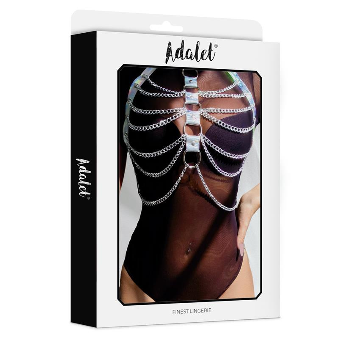 Bianca Vegan Leather Chest Harness with Chain One size 4