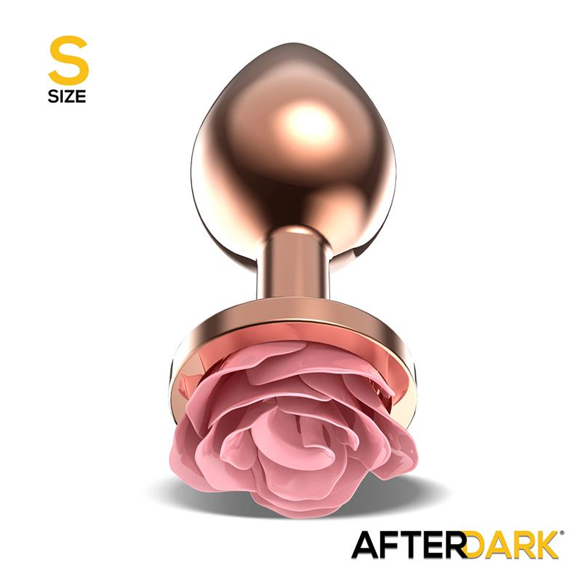 Rosegold Metal Anal Plug with Pink Rose Base - Size S 2