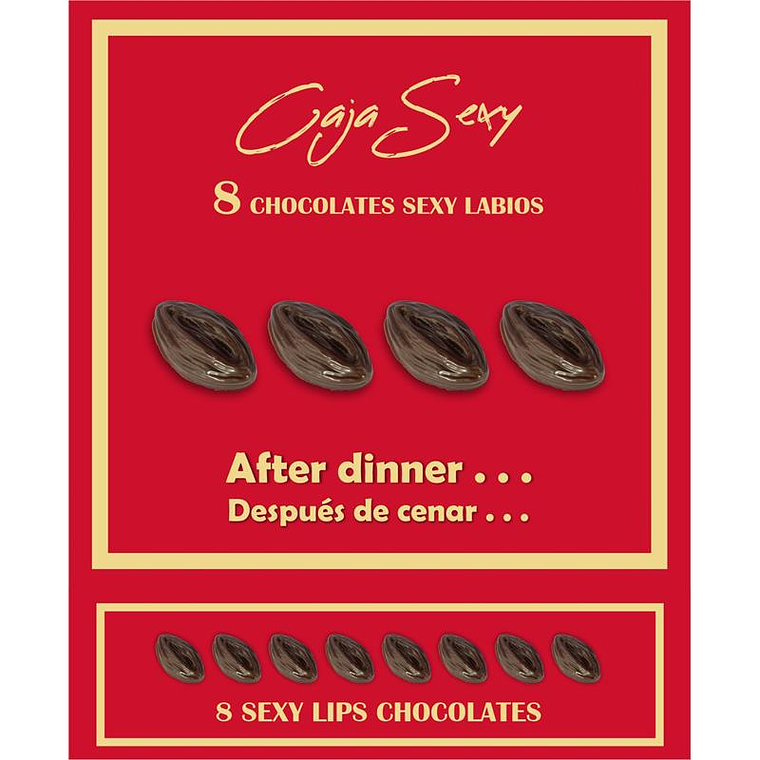 Red Box of 8 Dark Chocolate lips-Shaped Candies 8 units 1