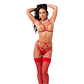 5 Pieces Set with Open Bra Red One Size - Miniatura 1