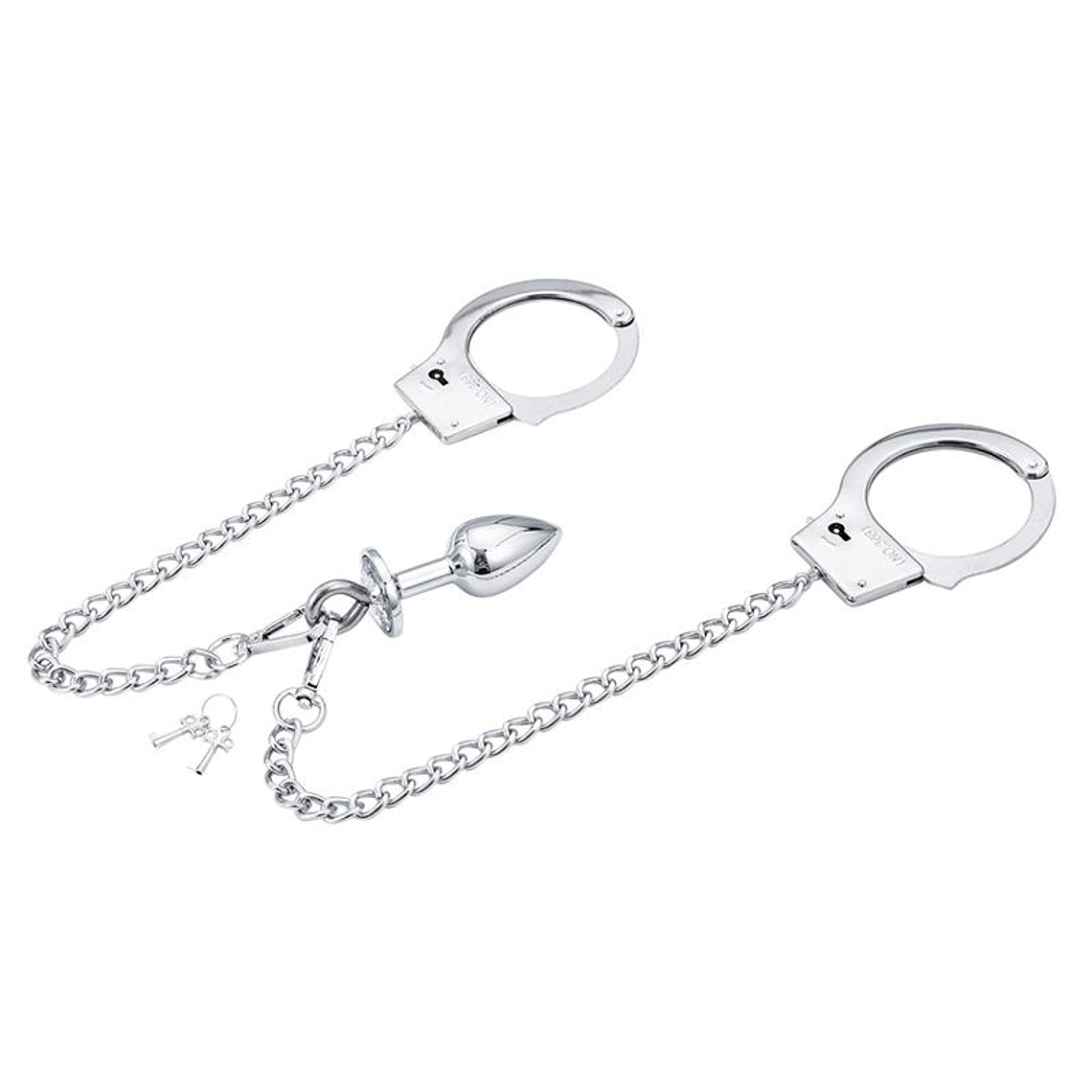 Metal Hand Cuffs with Anal Plug 2