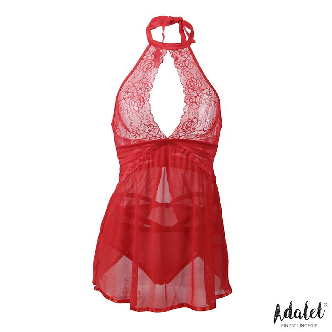 Nova Open Back Babydoll and Thong Red 3