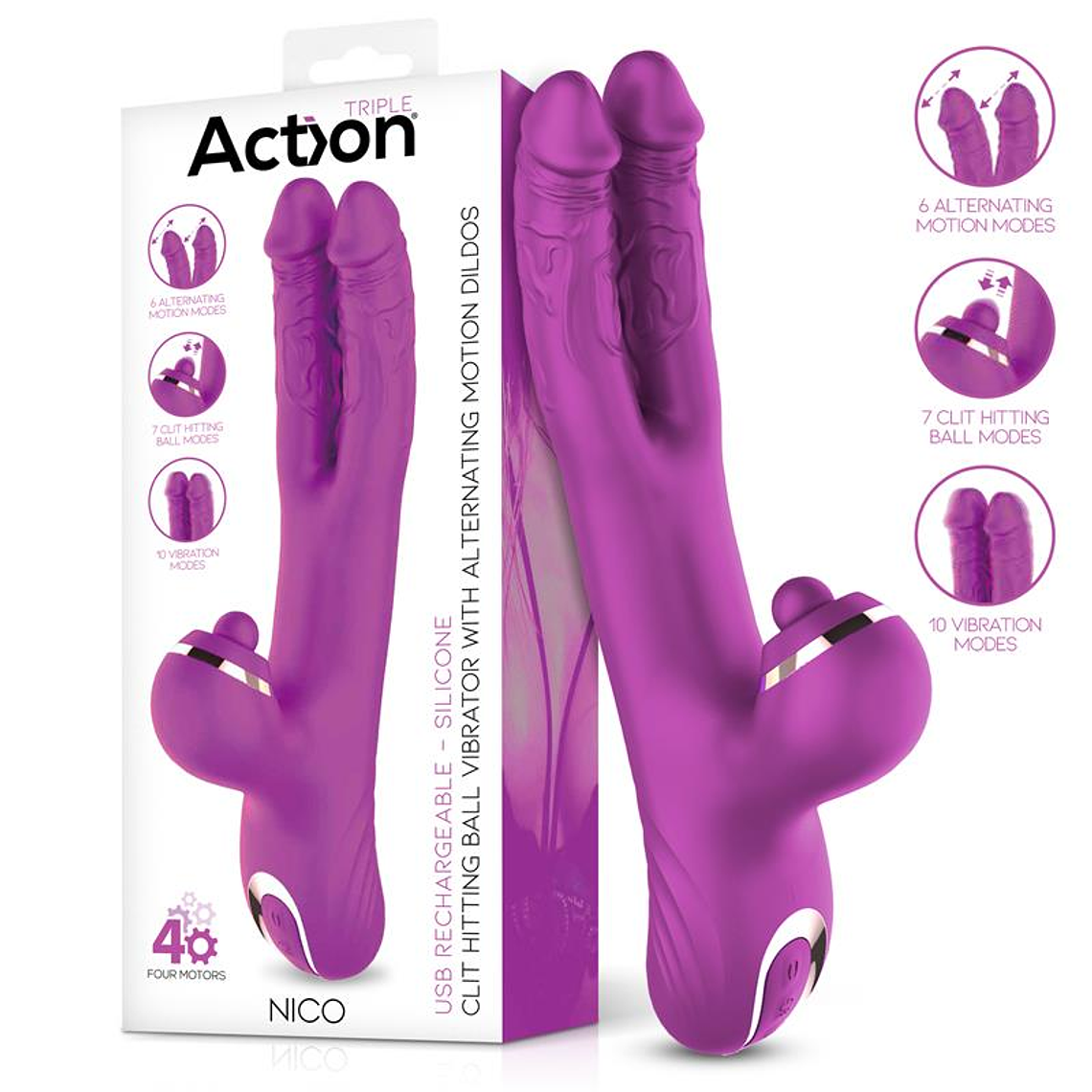 Nico Vibe with Clit Hitting Ball and Alternating Dildos 1