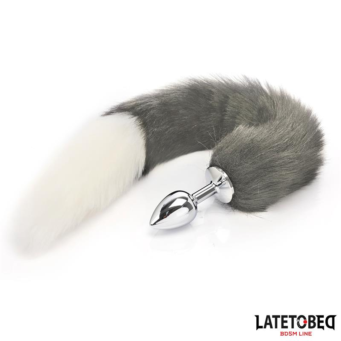 Anal plug with tail Gray and White 40 cm 1