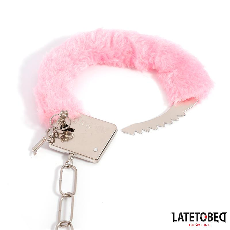 Furry Metal Cuff Pink 8