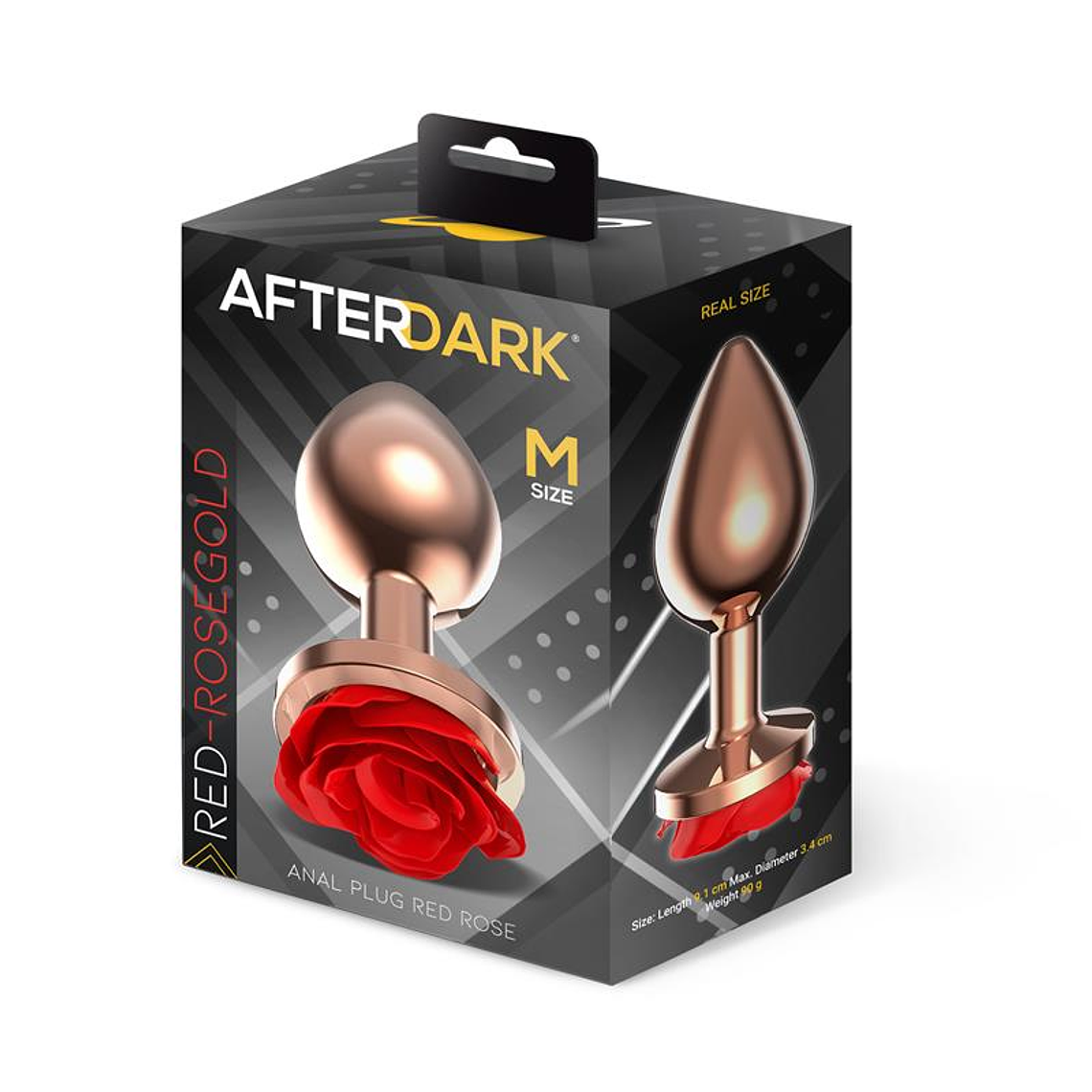 Rose Gold Anal Plug with Red Rose Base Size M 4