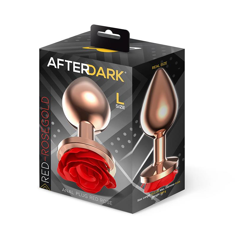 Rose Gold Anal Plugh with Red Rose Base size L 3