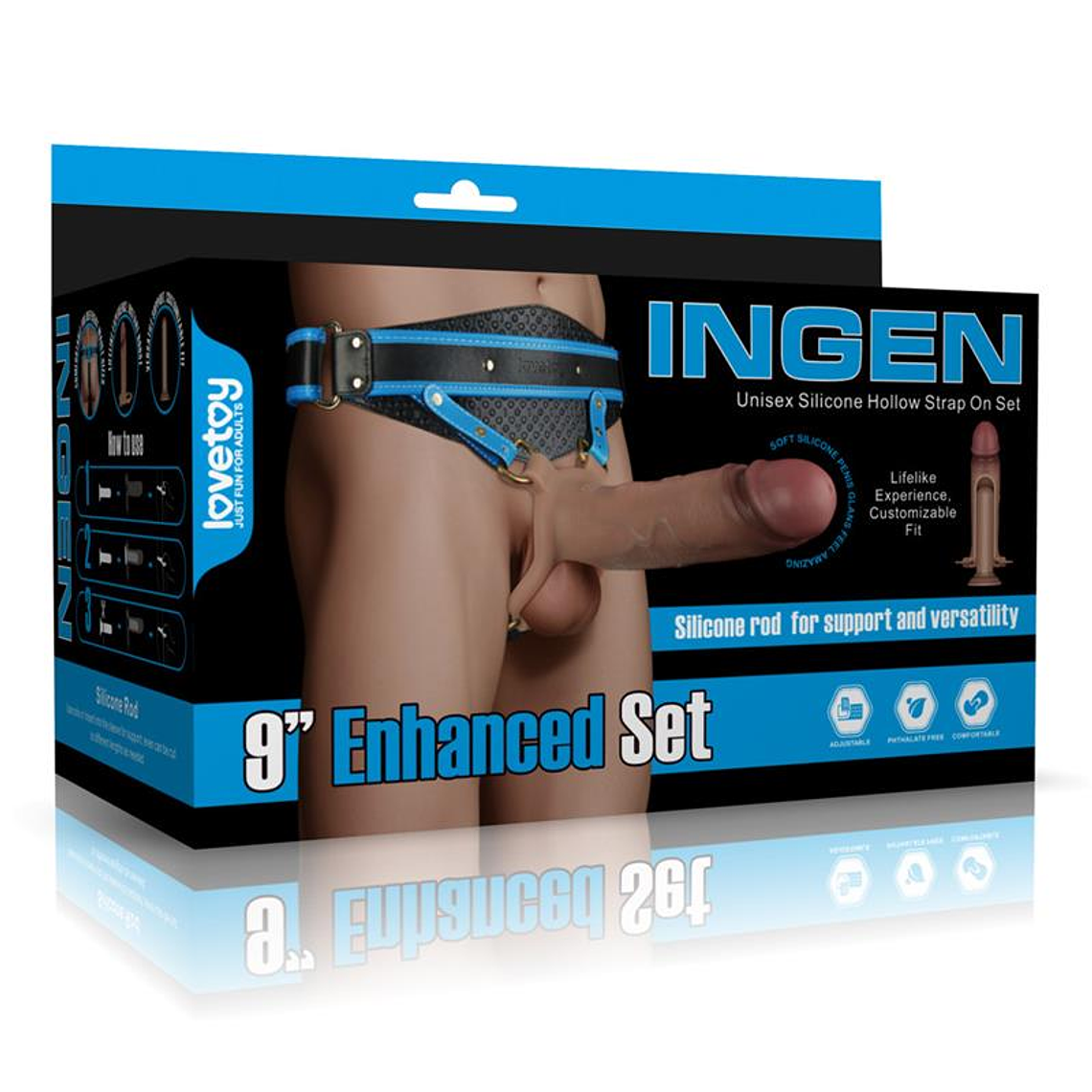 Ingen Adjustable Strap On with Hollow Dildo 9 Enhanced Set L/XL/2XL 1