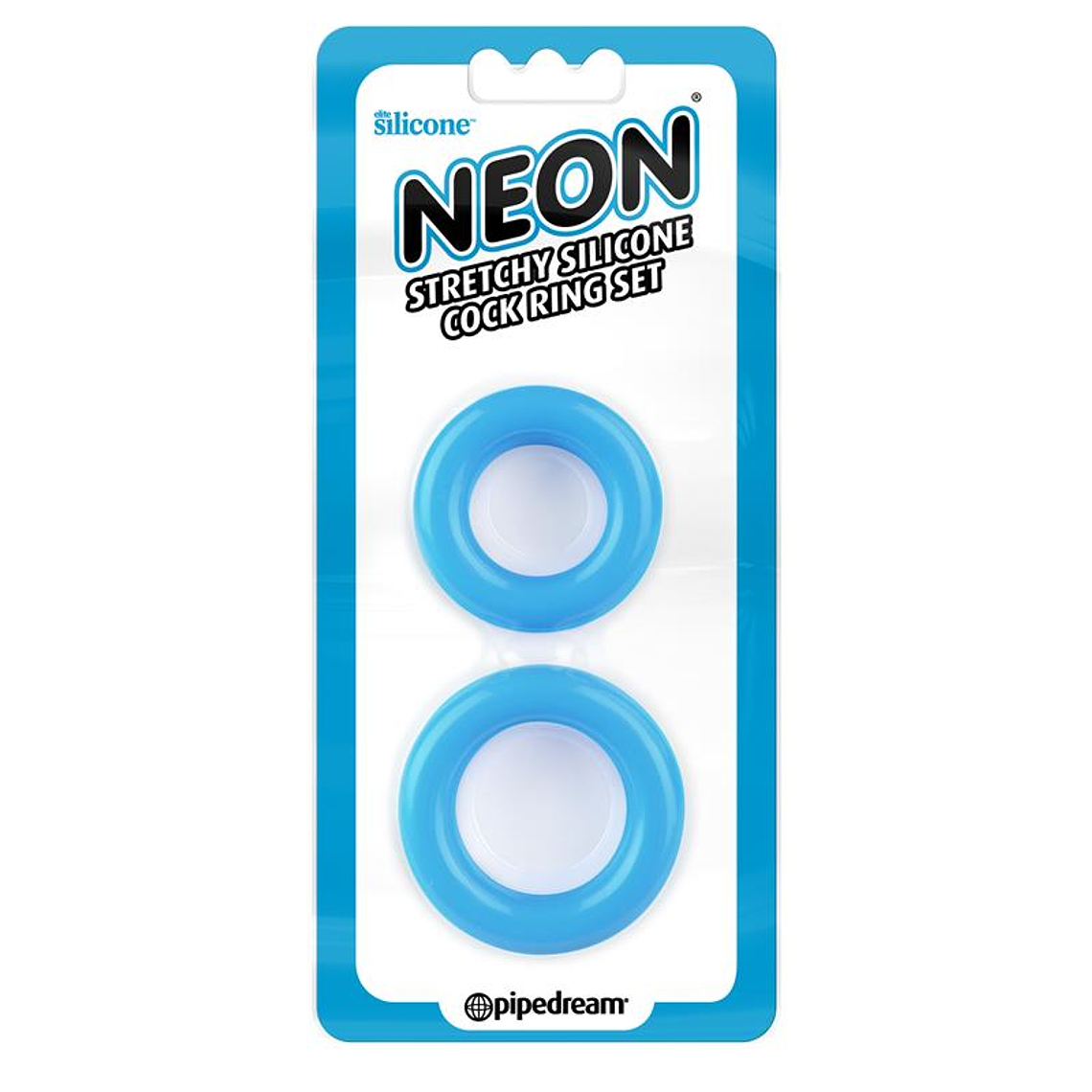Neon Stretchy Silicone Cock Ring Set Blue 2