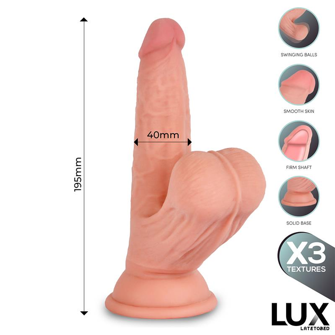 Lars Triple Density Dildo with Swinging Balls 7.6 6