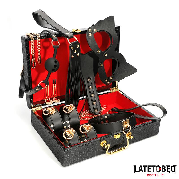 8 Piece Leather Bondage Kit with Storage Case 3