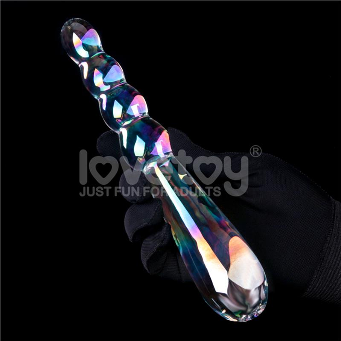 Glow in the Dark Glass Dildo Twilight Gleam Rising Ripples 1