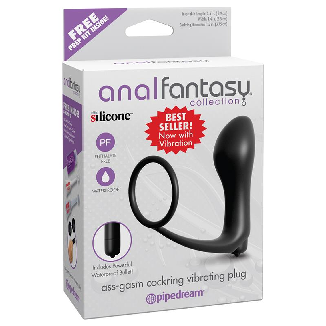 Ass-Gasm Cockring Vibrating Plug  - Colour Black 4