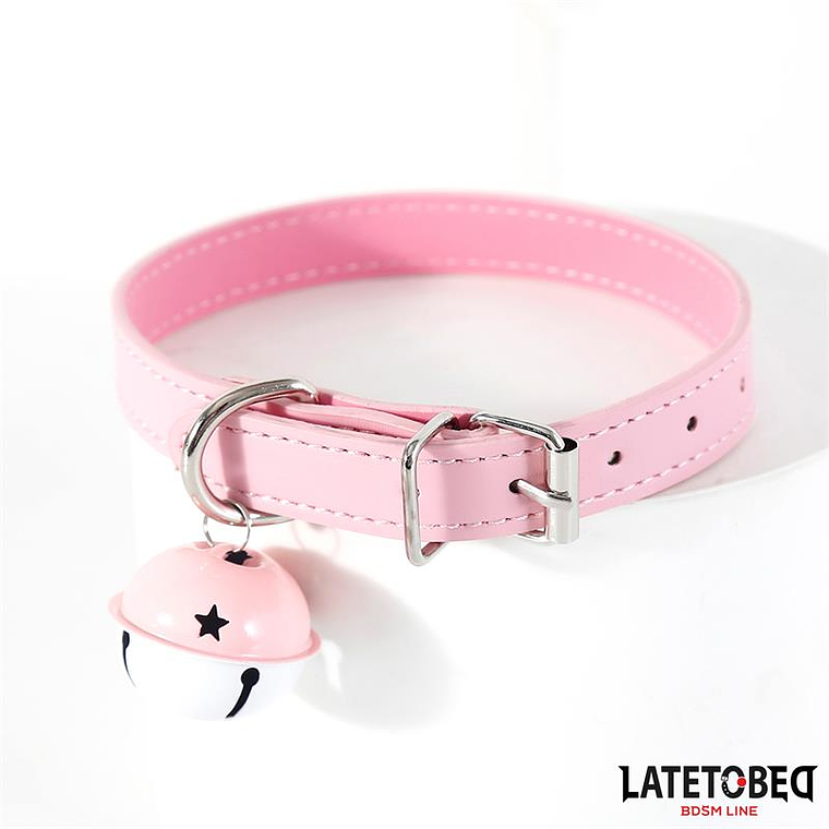 Collar with Bell Adjustable Pink 1