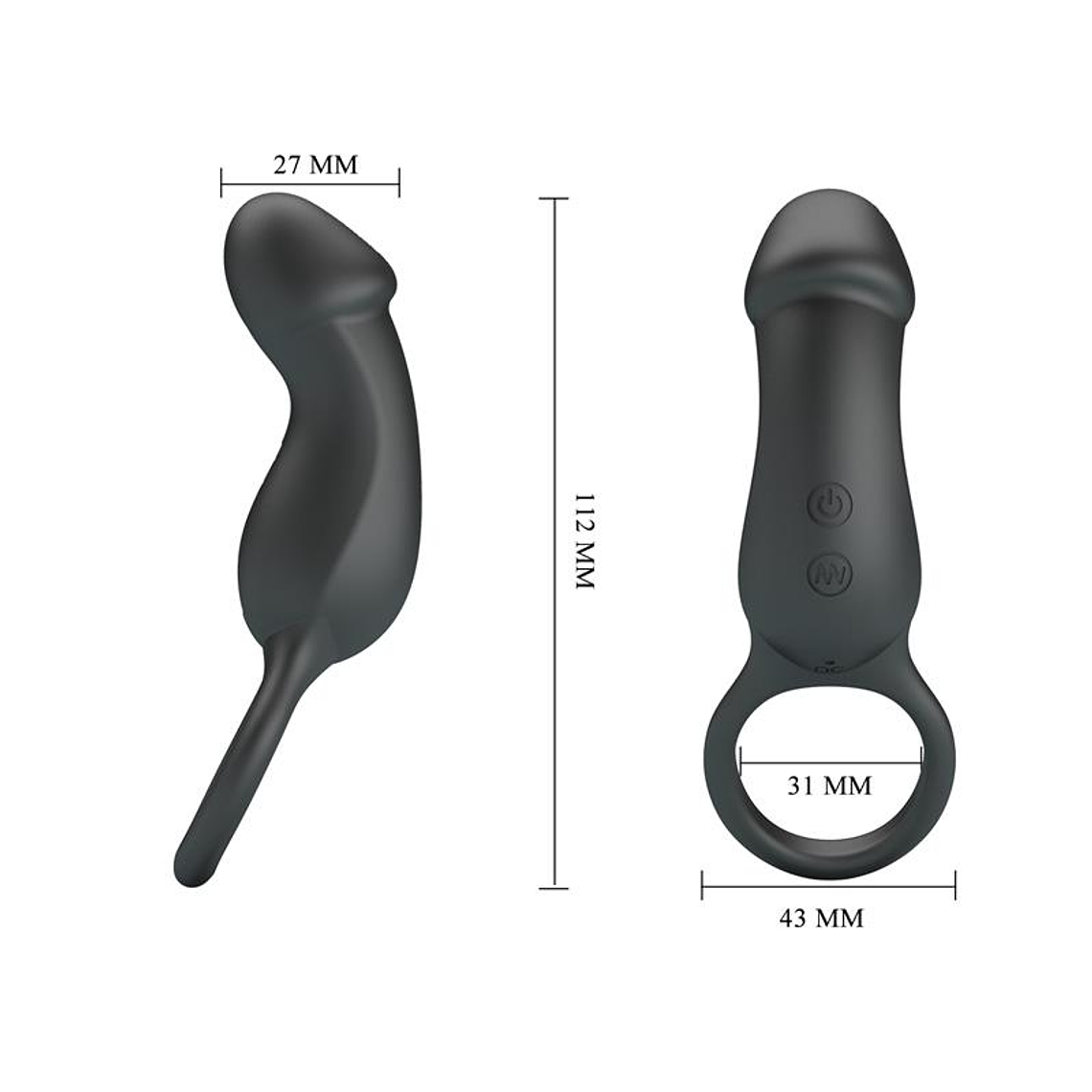 Trae Vibrating Cock Ring USB  Black 8