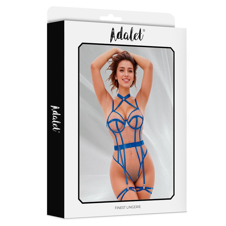 Killye Mesh Teddy with Strasps and Leg Rings Blue 4