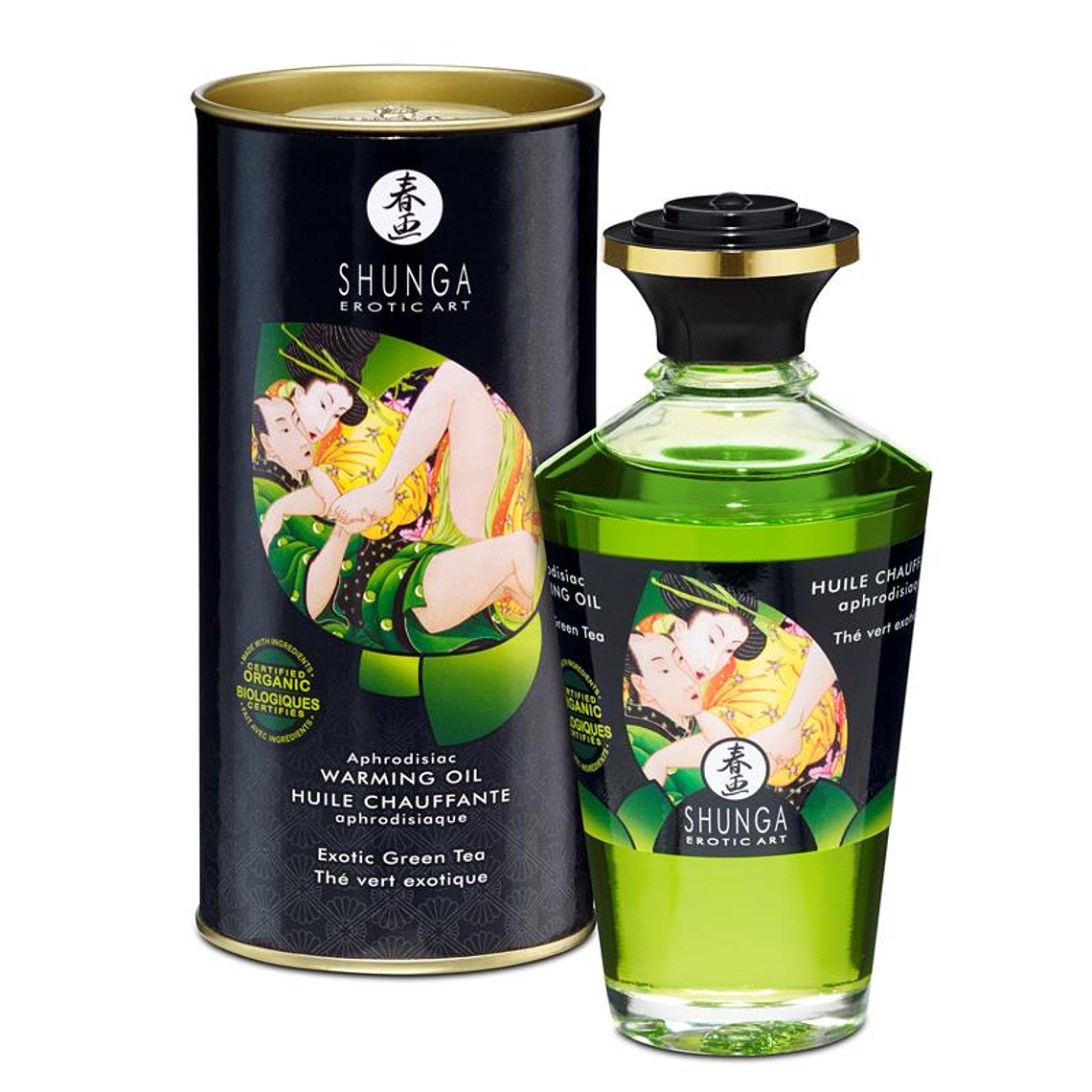 Óleo de Massagem Shunga Green Tea 100ml - Efeito Calor  1