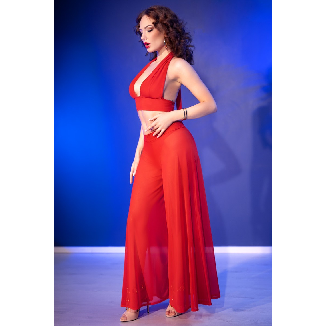 Conjunto 3 Peças CR-4857 Vermelho | Top Atado + Calças Fluídas | Chilirose 6