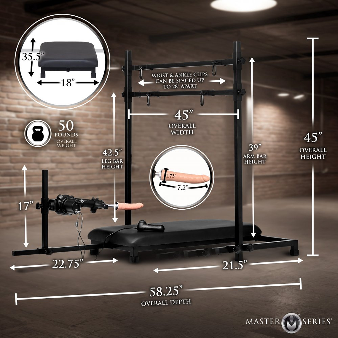 Máquina de Sexo com Estande de Sujeição | Multi-Funções | Master Series 9