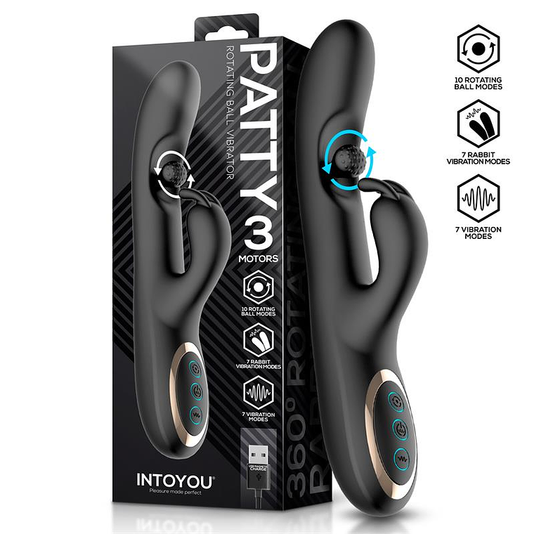 Patty | Vibrador Duplo Rotativo 360° + Coelho  1