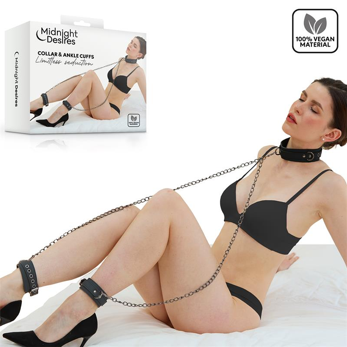 Coleira com Algemas para Tornozelos - Expanda seu Kit Bondage Midnight Desires 5