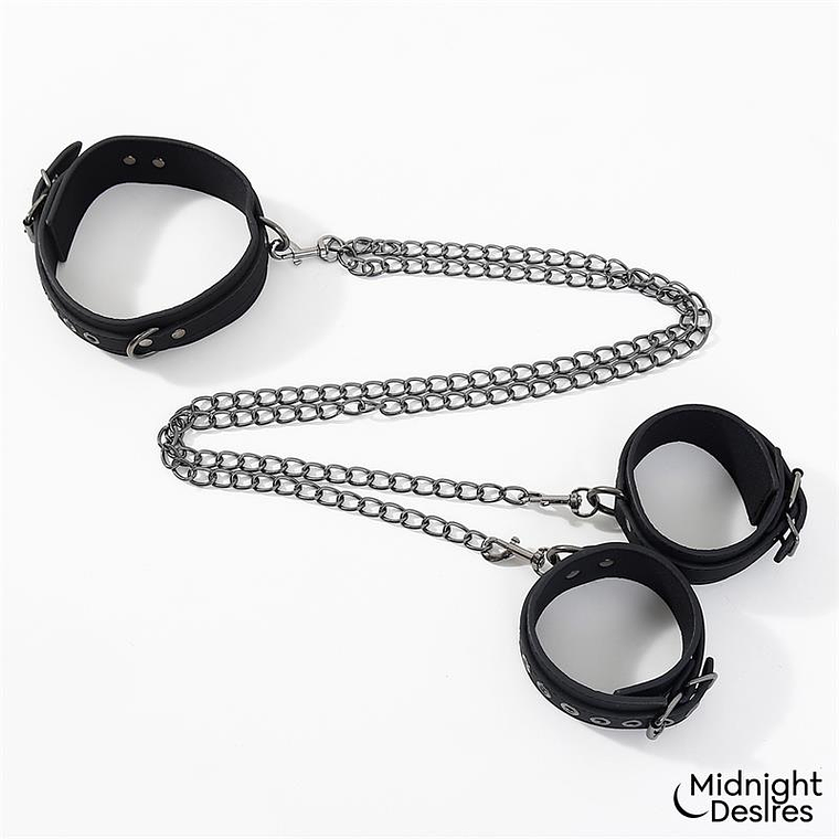 Coleira com Algemas para Tornozelos - Expanda seu Kit Bondage Midnight Desires 7