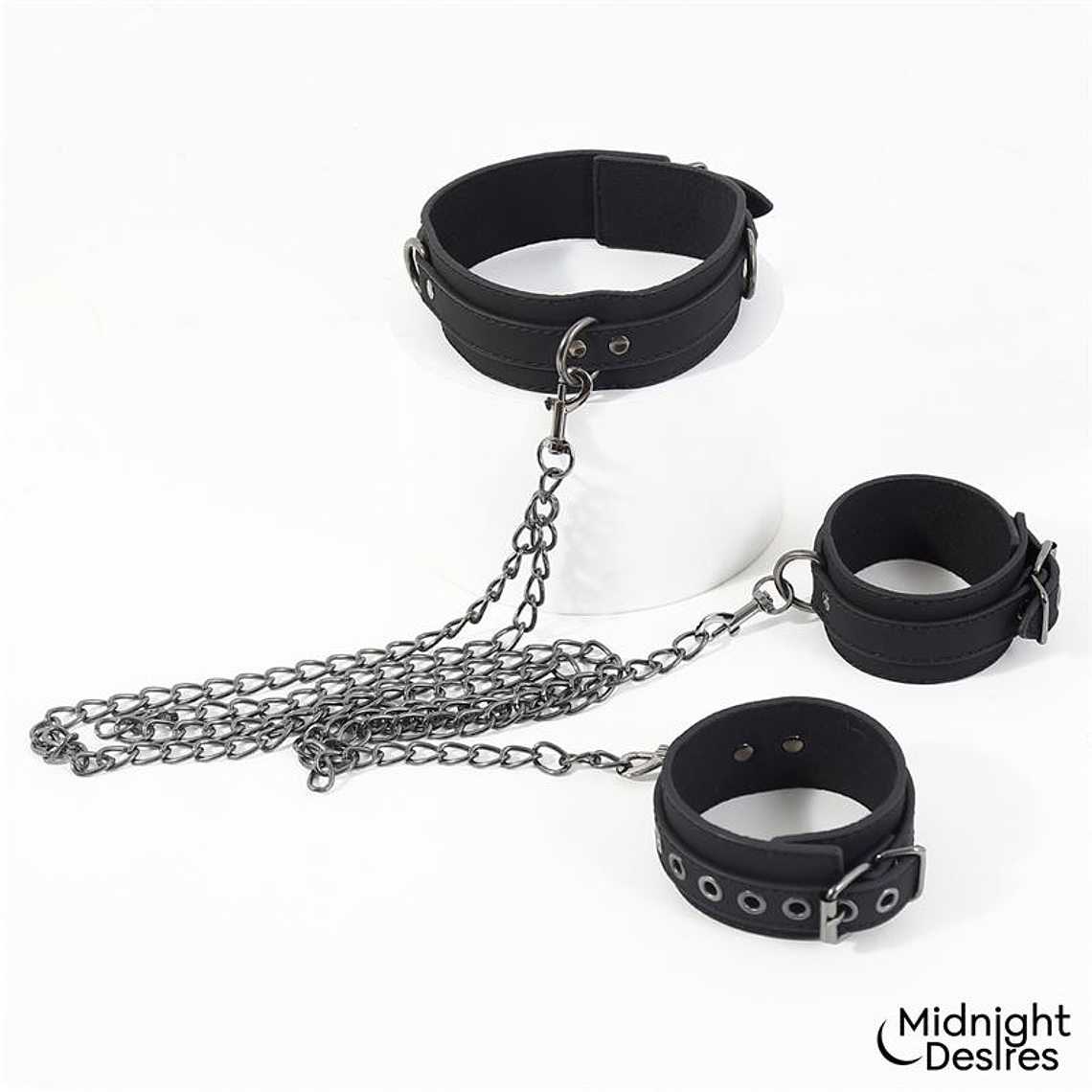Coleira com Algemas para Tornozelos - Expanda seu Kit Bondage Midnight Desires 8
