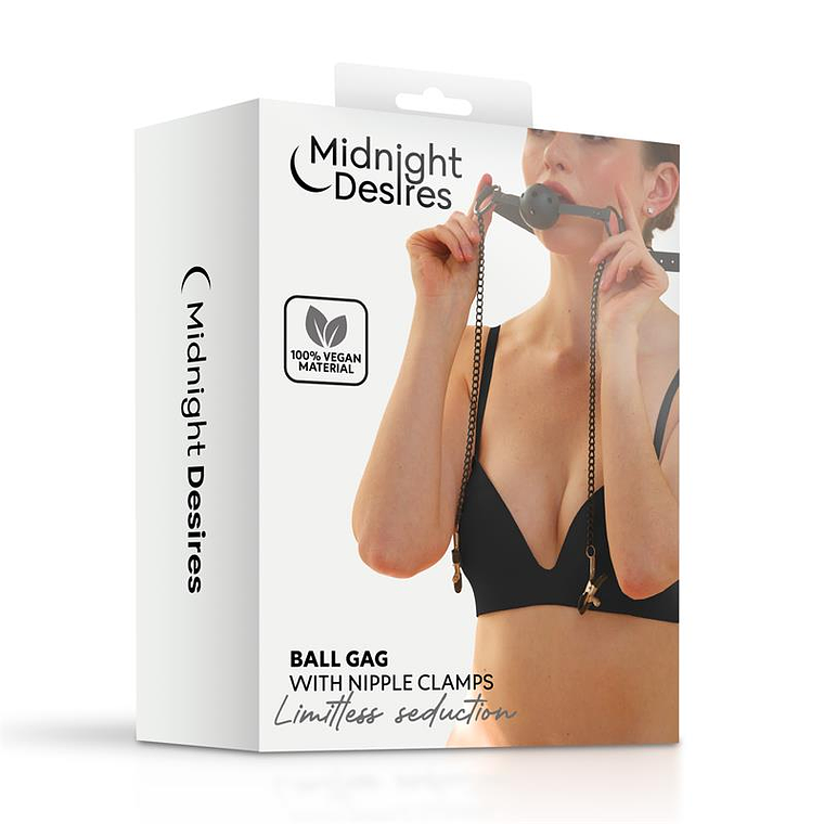 Kit BDSM com Amordaçador e Compressores de Mamilos - Midnight Desires 7