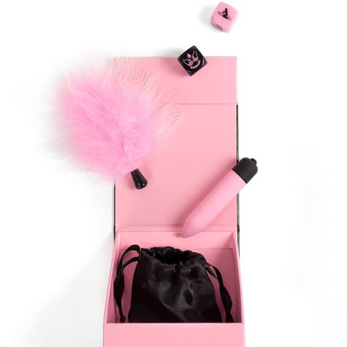 Box of Secret Pleasures | Sensual Kit with Dice, Vibrator, and Feather 4