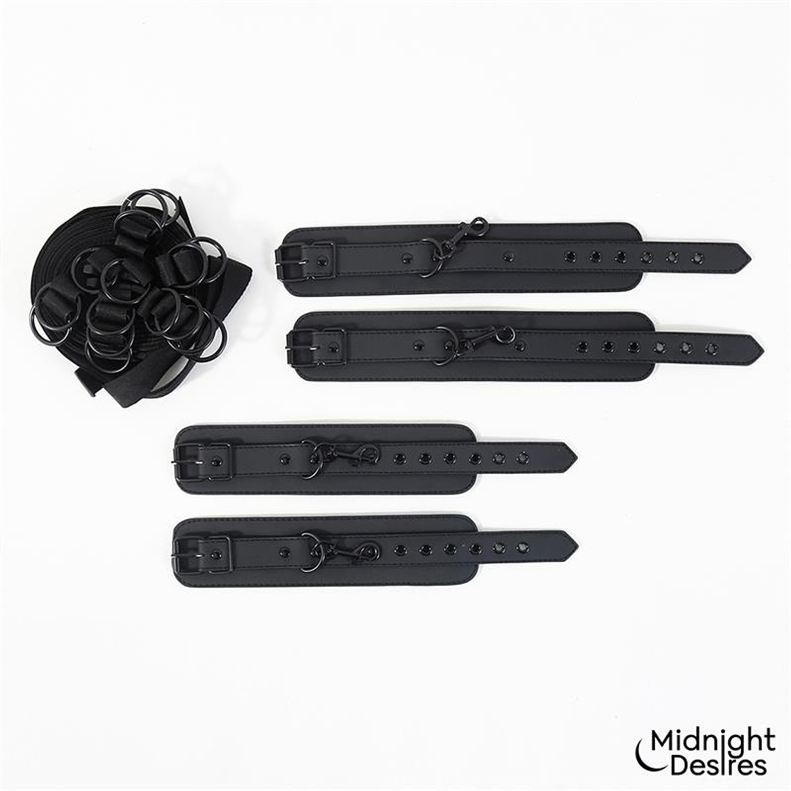 Midnight Desires Bed Restraint Kit | Adjustable Vegan Leather Restraints 7