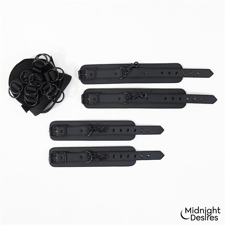Midnight Desires Bed Restraint Kit | Adjustable Vegan Leather Restraints 7