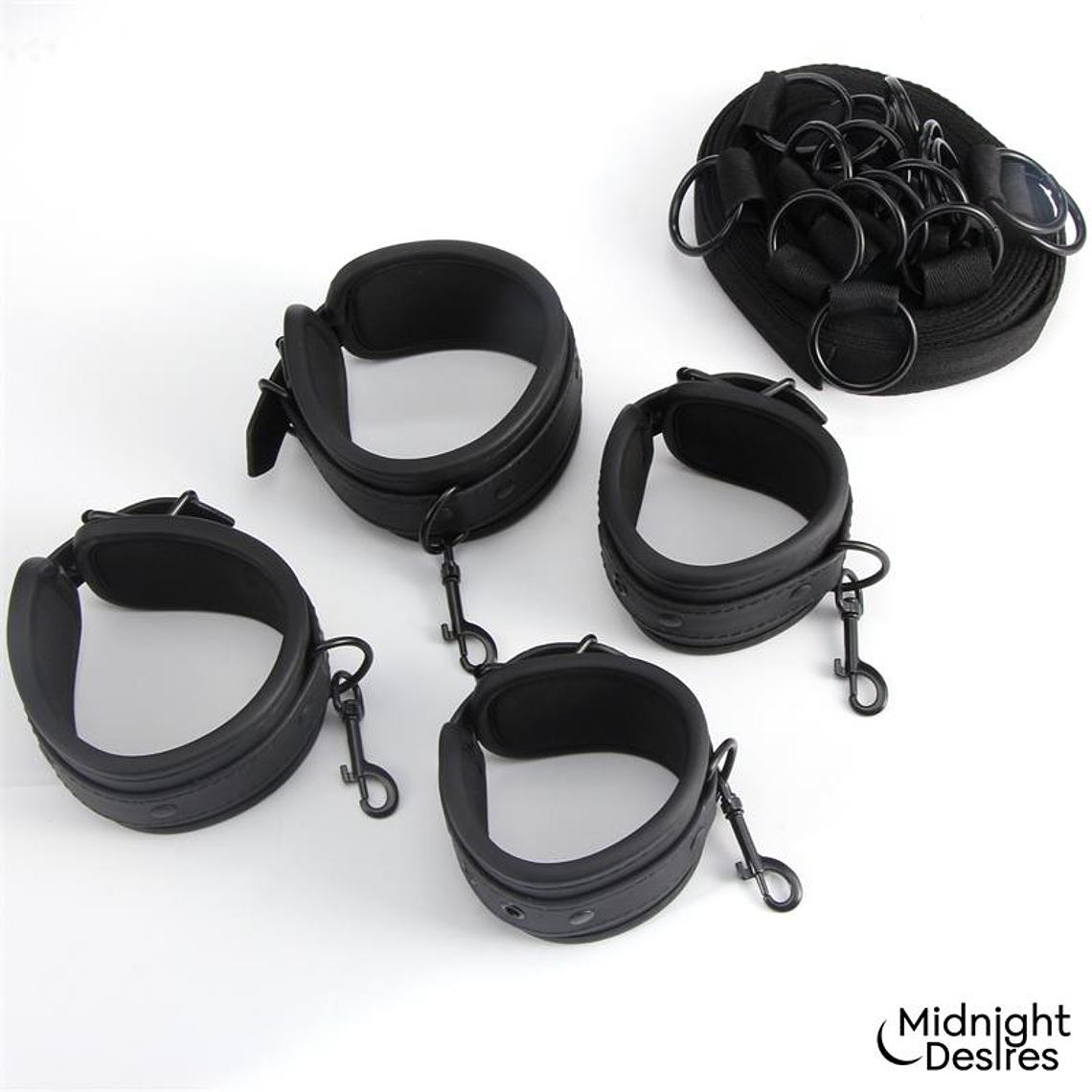 Midnight Desires Bed Restraint Kit | Adjustable Vegan Leather Restraints 3