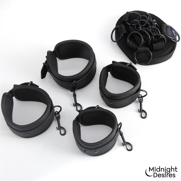 Midnight Desires Bed Restraint Kit | Adjustable Vegan Leather Restraints 3