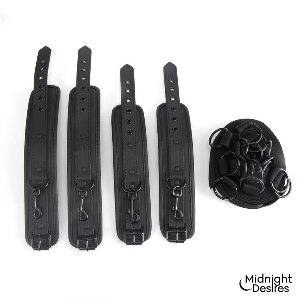 Midnight Desires Bed Restraint Kit | Adjustable Vegan Leather Restraints 5