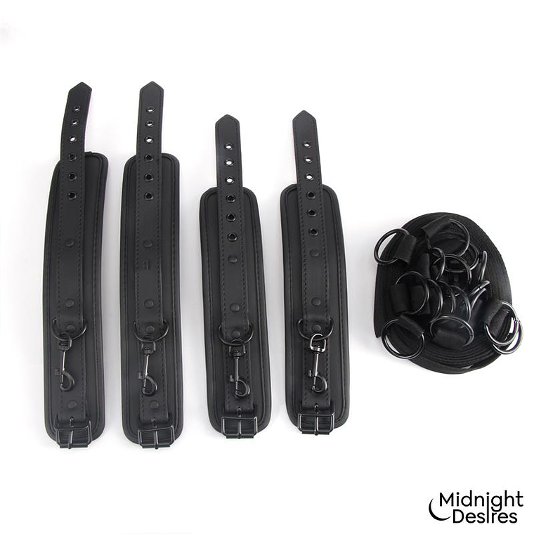 Midnight Desires Bed Restraint Kit | Adjustable Vegan Leather Restraints 5