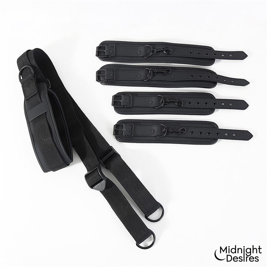 Midnight Desires Restraint Kit | Adjustable Collar and Handcuffs in Vegan Leather 5