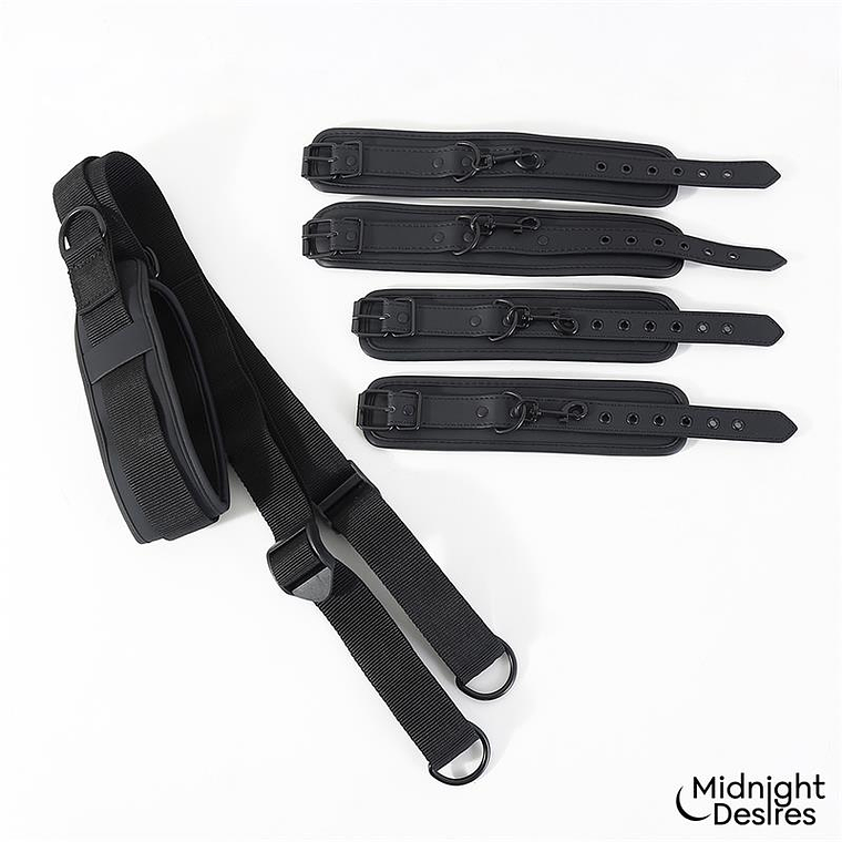 Midnight Desires Restraint Kit | Adjustable Collar and Handcuffs in Vegan Leather 5