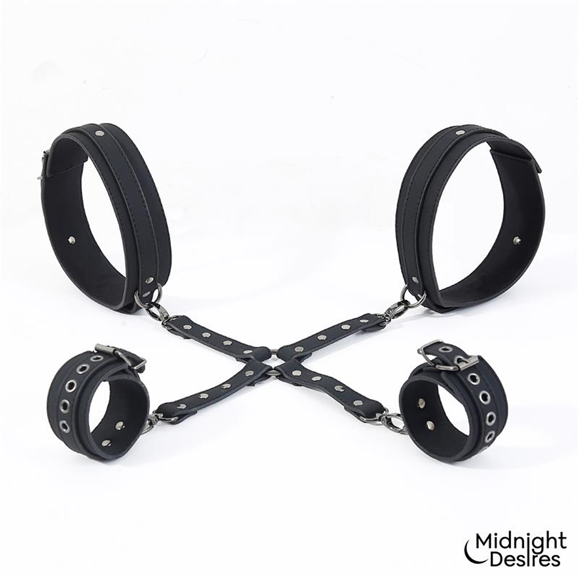 Conjunto de Bondage e Lingerie Midnight Desires | Liga e Algemas em Couro Vegano 2