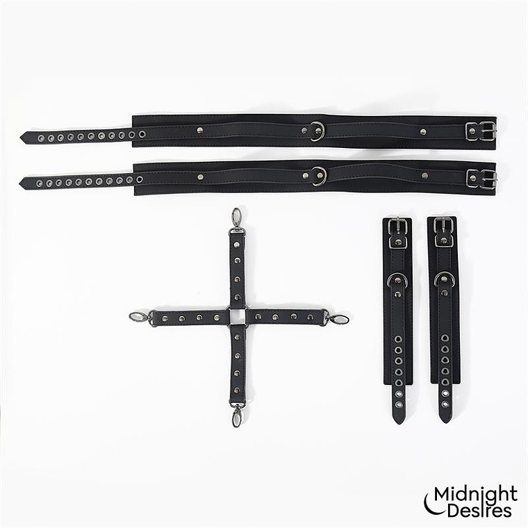  Conjunto de Bondage e Lingerie Midnight Desires | Liga e Algemas em Couro Vegano 5