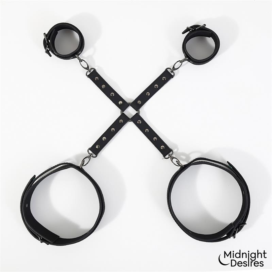  Conjunto de Bondage e Lingerie Midnight Desires | Liga e Algemas em Couro Vegano 3