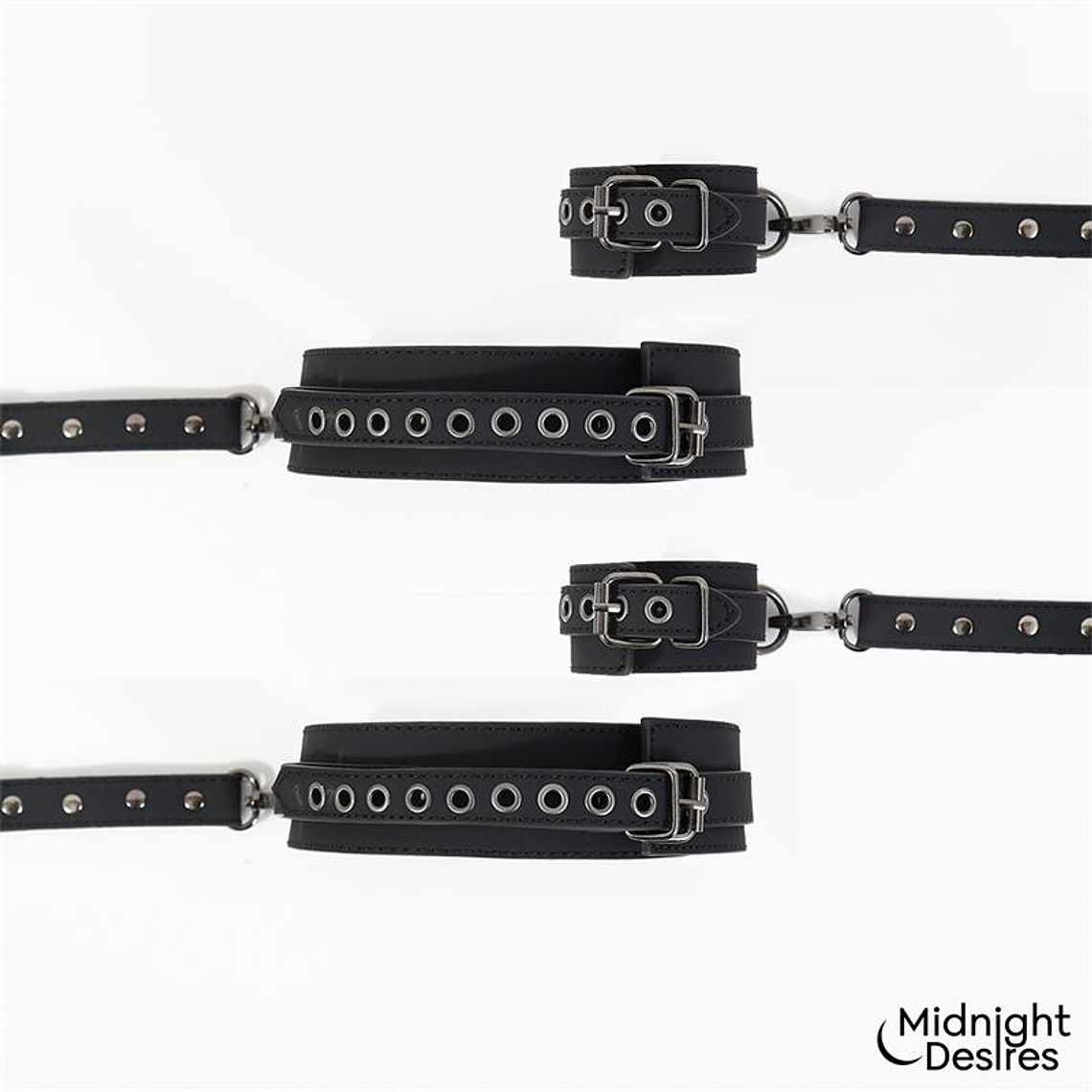 Conjunto de Bondage e Lingerie Midnight Desires | Liga e Algemas em Couro Vegano 4