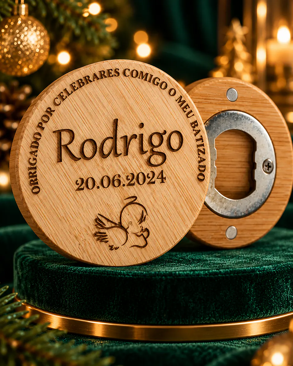 Saca-Rolhas em Bambu Personalizado com Íman 2