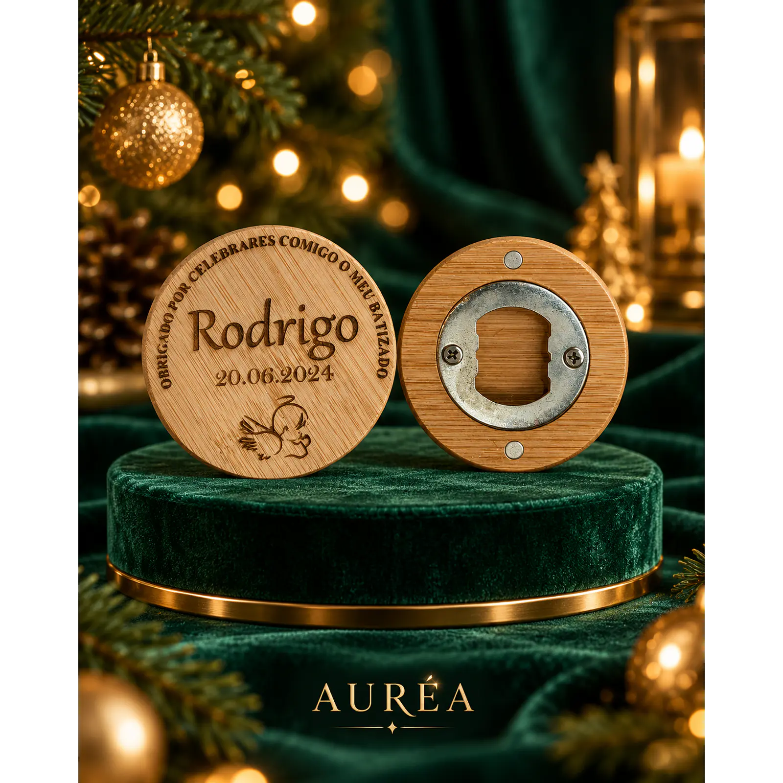 Saca-Rolhas em Bambu Personalizado com Íman