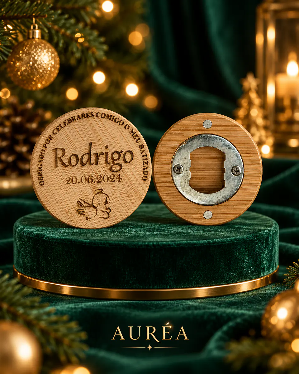 Saca-Rolhas em Bambu Personalizado com Íman 1