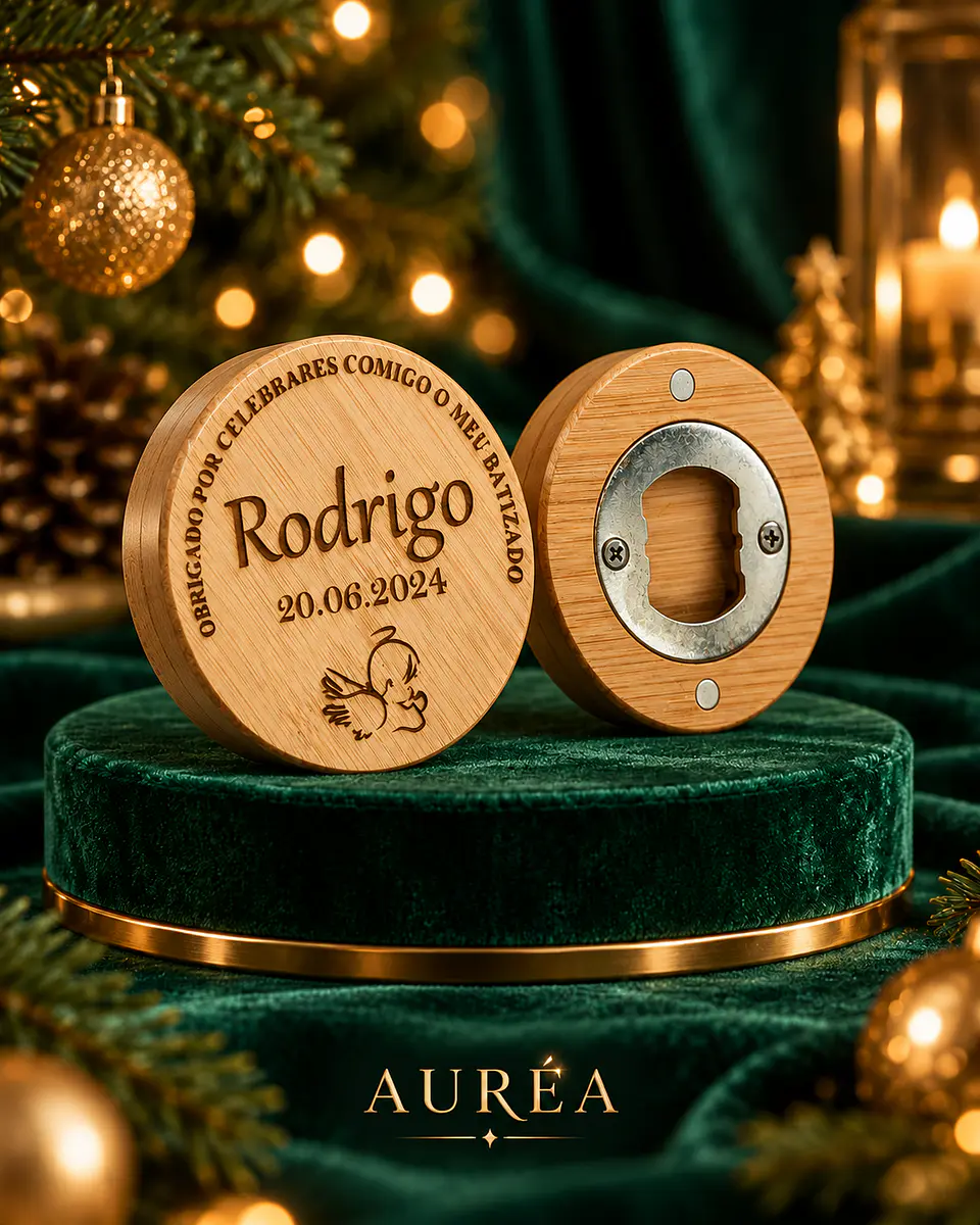 Saca-Rolhas em Bambu Personalizado com Íman 3