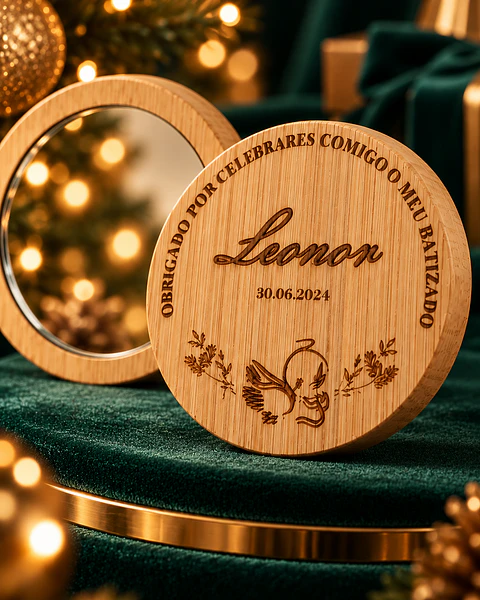 Espelho de Carteira em Bambu Personalizado