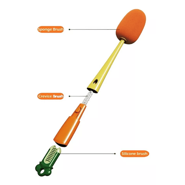 Cepillo Para Botellas Con Escobilla Limpia Vasos 3 En 1 2