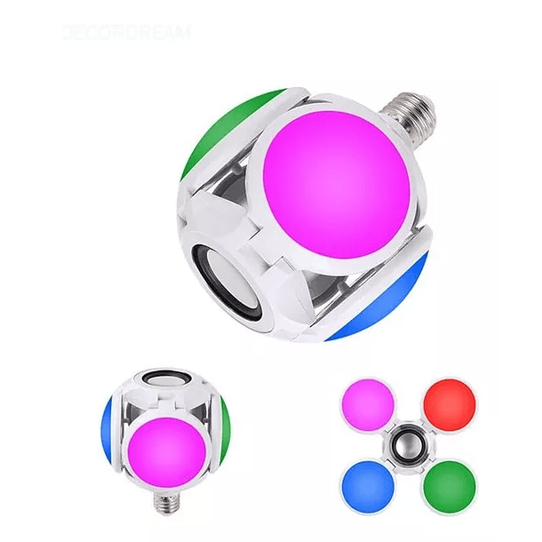 Ampolleta Parlante Con Bluetooth De 4 Aspas Con Luces Led Y Control 2