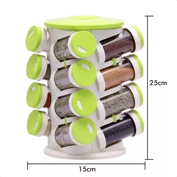 Especiero Giratorio Rack De 16 Piezas Con Tapas Pop-up 2